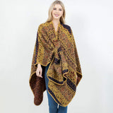 Open Front Bohemian Pattern Shawl Wrap with Loop - Madeline Love - Flyclothing LLC