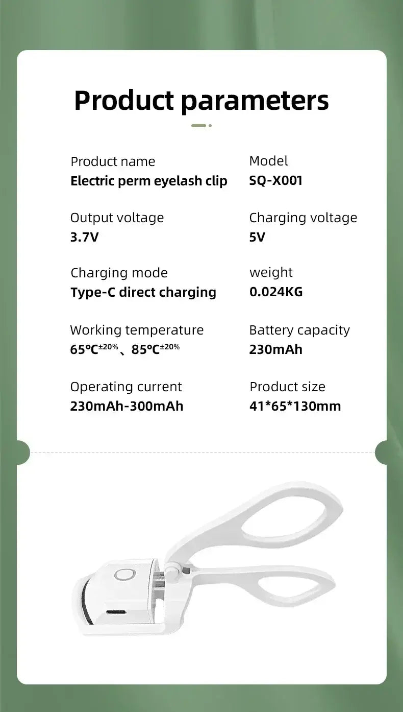 Electric Eyelash Curler USB Charging Model Fast Heating Portable Eye Lash Perm Shaping and Lasting Curling Thermal Eyelash Clip - ZeeBelle.com - Flyclothing LLC