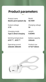 Electric Eyelash Curler USB Charging Model Fast Heating Portable Eye Lash Perm Shaping and Lasting Curling Thermal Eyelash Clip - ZeeBelle.com - Flyclothing LLC