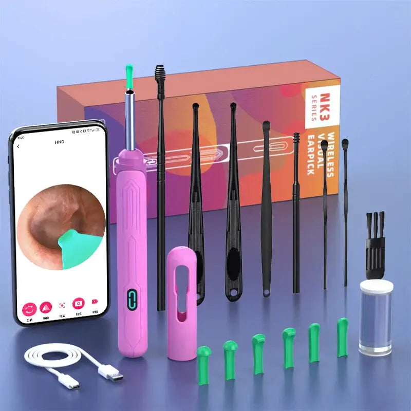 Ear Cleaner with Camera Set HD Ear Sticks Otoscope USB C Charging Endoscope Wax Removal Tool Earpick Ear Cleaning Set NK3 Pro - ZeeBelle.com - Flyclothing LLC