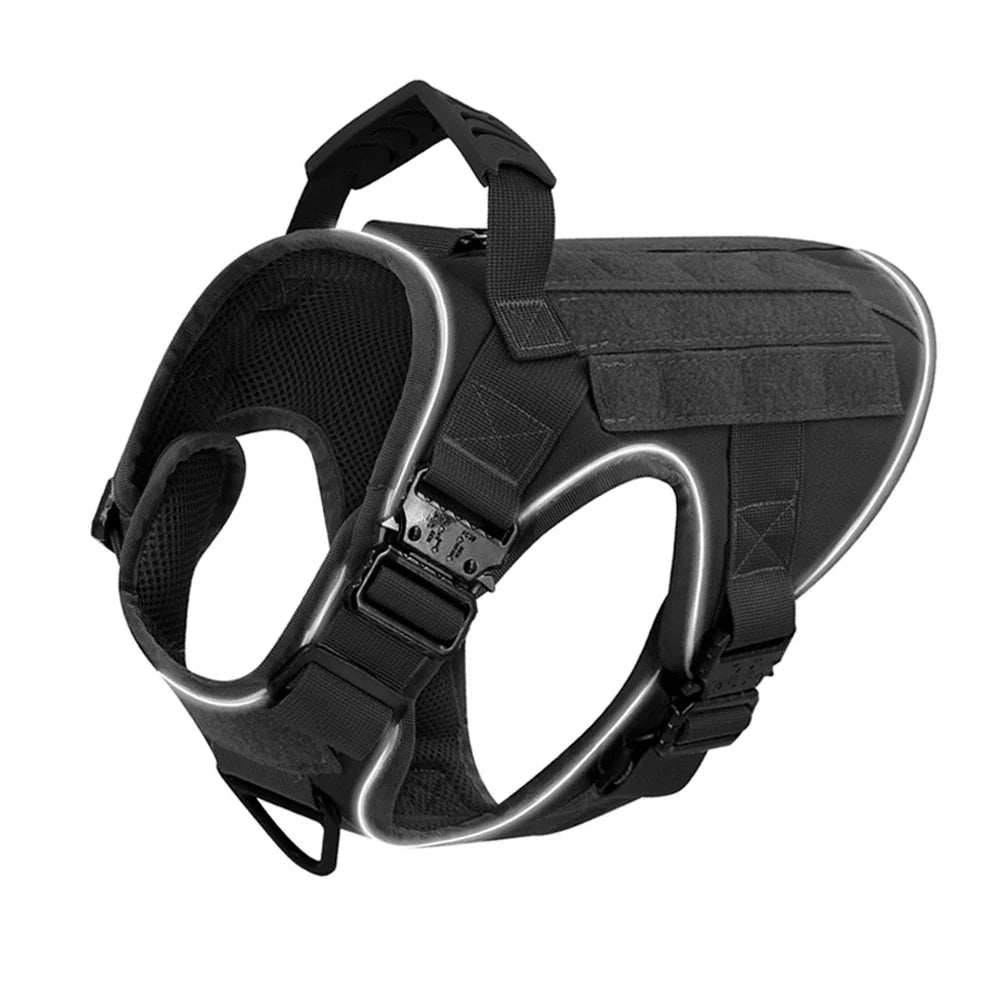 4 Metal Buckles Dog Harness Reflective Military Tactical Pet Training Walking Vest Soild Harnesses with Handle For Large Dogs - ZeeBelle.com - Flyclothing LLC