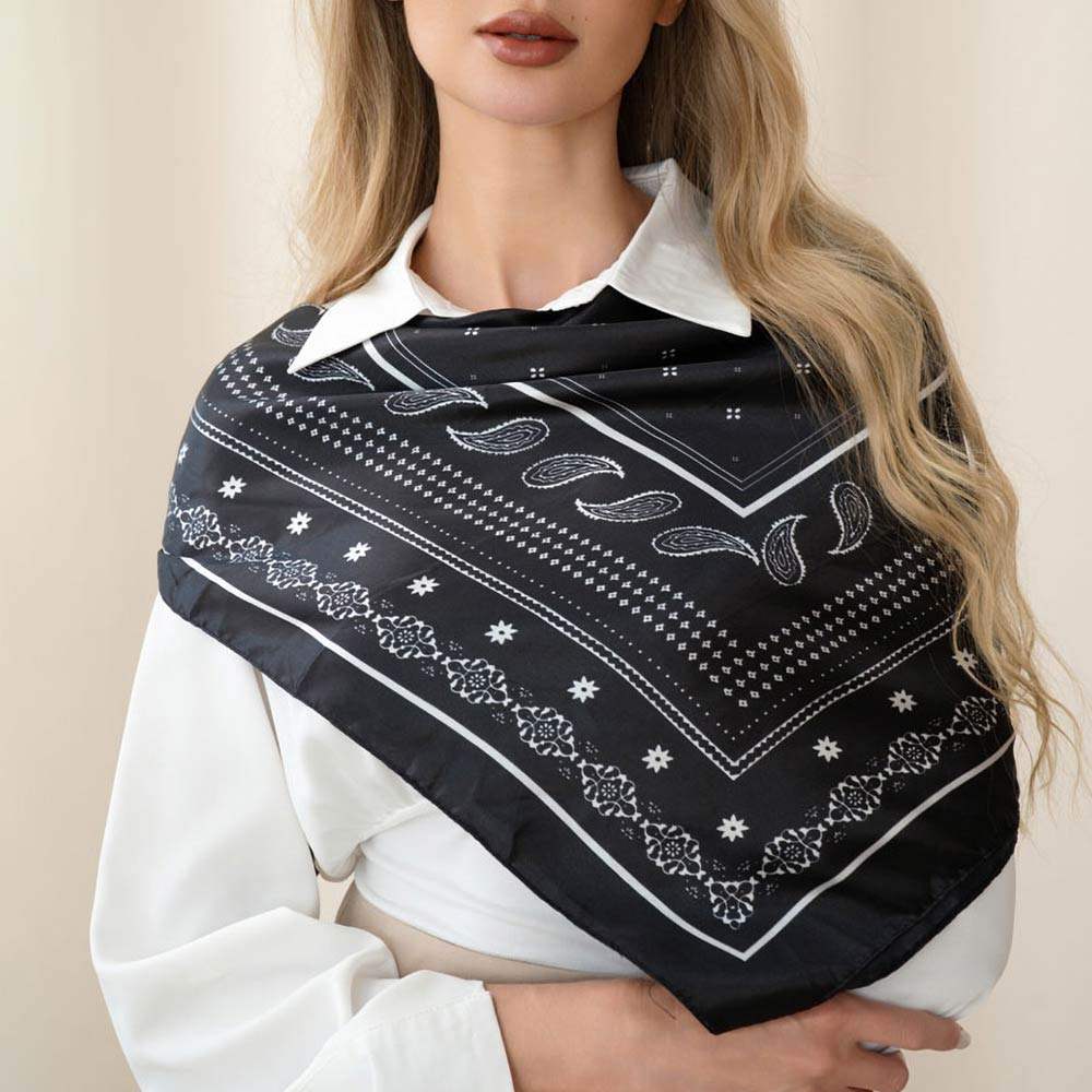 Classic Paisley Pattern Square Scarf Wrap - Madeline Love - Flyclothing LLC