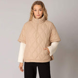 Quilted Short Sleeves Puffer Pullover Poncho - Madeline Love - Flyclothing LLC