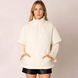 Quilted Short Sleeves Puffer Pullover Poncho - Madeline Love - Flyclothing LLC