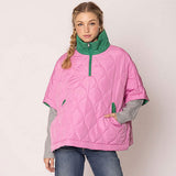 Quilted Short Sleeves Puffer Pullover Poncho - Madeline Love - Flyclothing LLC
