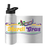 Mardi Gras Beads White 34oz Quencher Bottle - Logo Brands - Flyclothing LLC