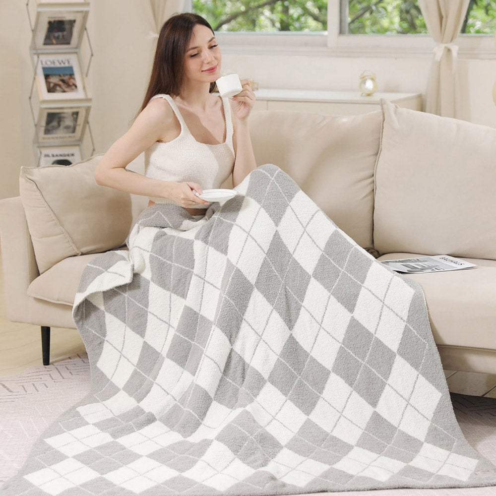 Argyle Reversible Throw Blanket - Madeline Love - Flyclothing LLC