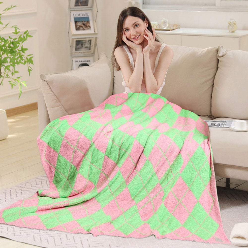 Argyle Reversible Throw Blanket - Madeline Love - Flyclothing LLC
