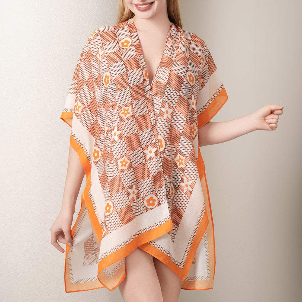 Floral Pattern Kimono Poncho - Madeline Love - Flyclothing LLC
