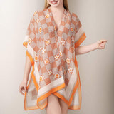 Floral Pattern Kimono Poncho - Madeline Love - Flyclothing LLC