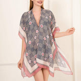 Floral Pattern Kimono Poncho - Madeline Love - Flyclothing LLC