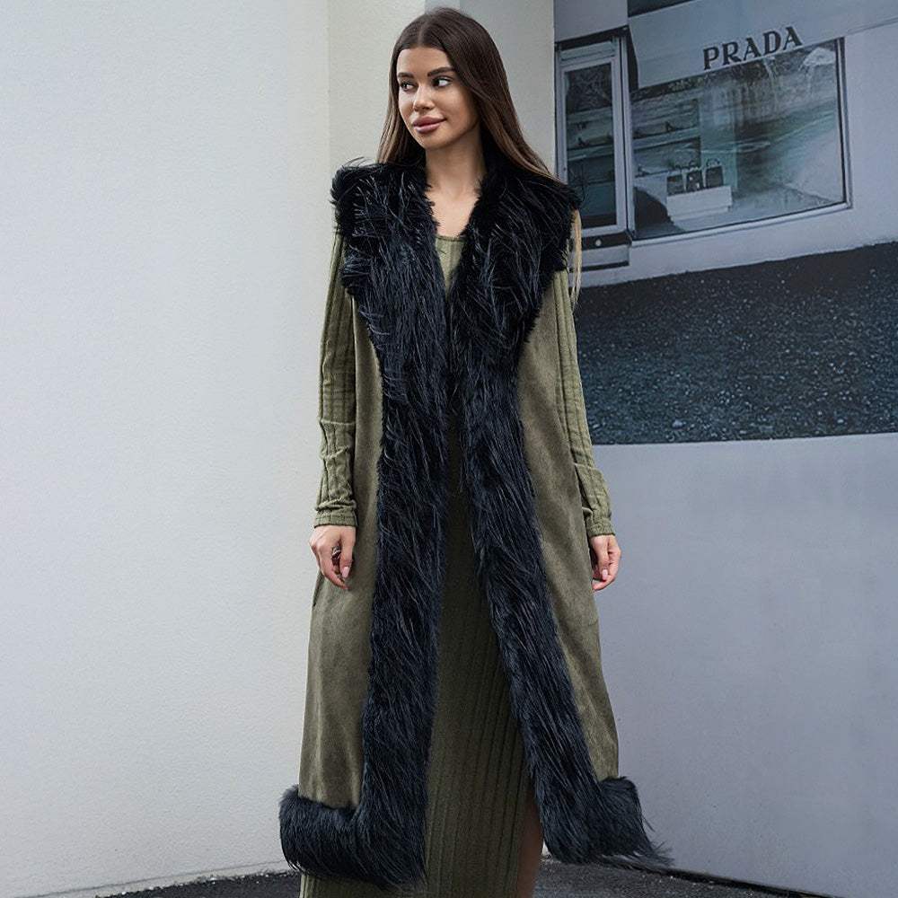 Faux Fur Trim Party Work Night Out Long Vest - Madeline Love - Flyclothing LLC