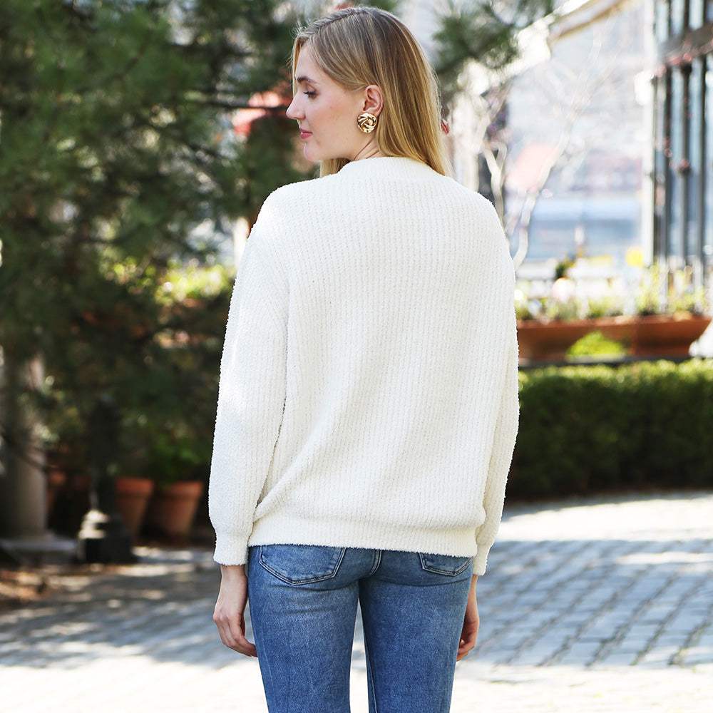 Solid Color Ribbed Sweater - Madeline Love - Flyclothing LLC