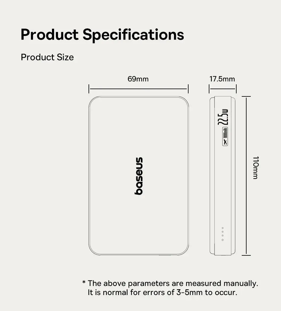 Baseus Magnetic Power Bank 22.5W Type C PowerBank Qi2 15W Wireless Charging External Battery For iPhone 16 15 14 13 Pro Max - ZeeBelle.com - Flyclothing LLC