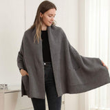 Open Front Pocketed Shawl Cardigan - Madeline Love - Flyclothing LLC
