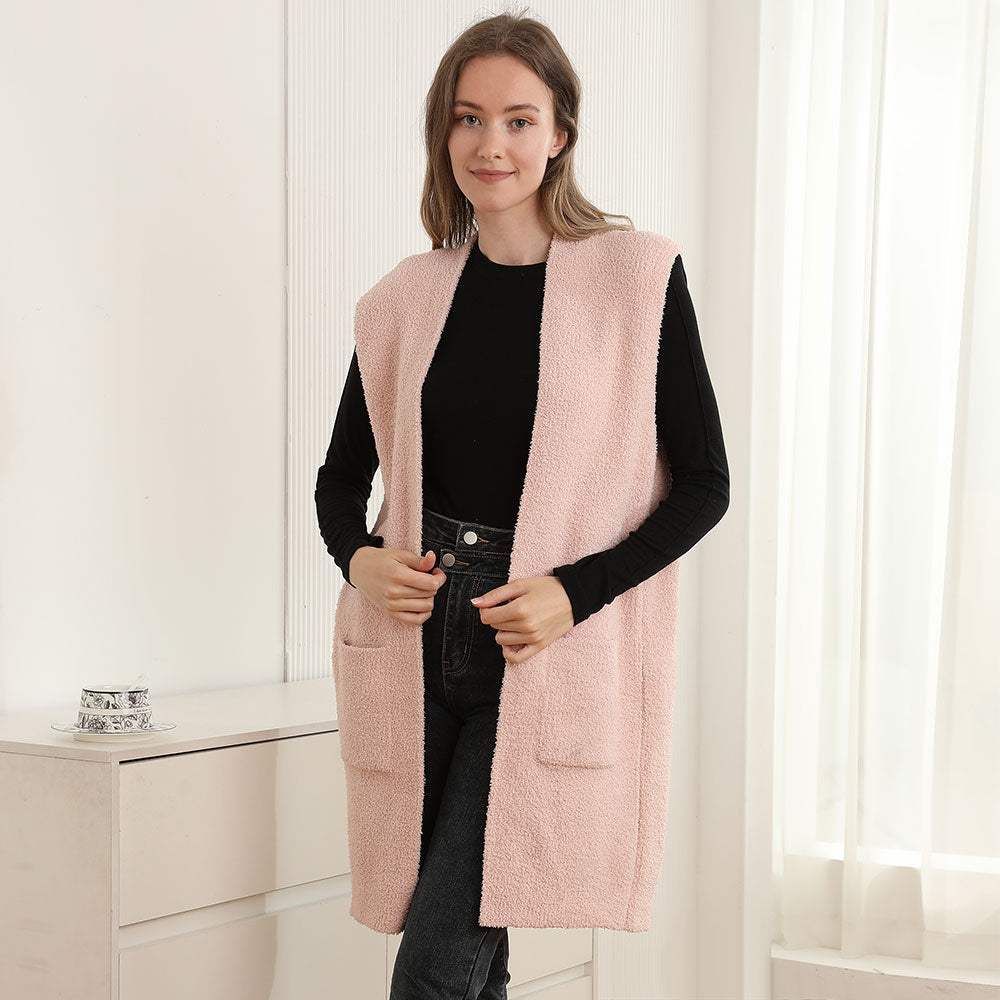 Solid Color Open Front Long Vest - Madeline Love - Flyclothing LLC