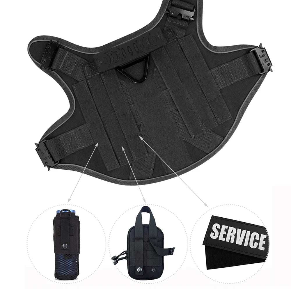 4 Metal Buckles Dog Harness Reflective Military Tactical Pet Training Walking Vest Soild Harnesses with Handle For Large Dogs - ZeeBelle.com - Flyclothing LLC
