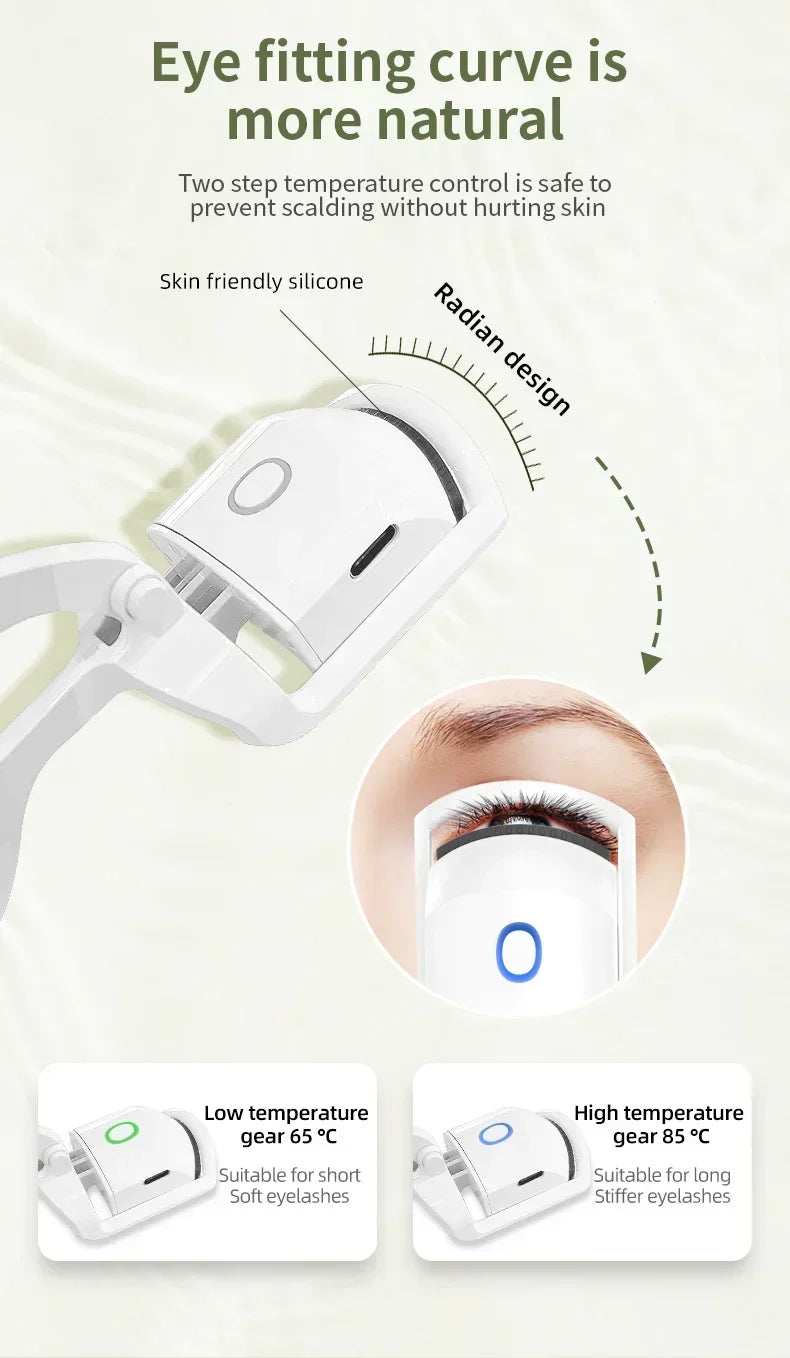 Electric Eyelash Curler USB Charging Model Fast Heating Portable Eye Lash Perm Shaping and Lasting Curling Thermal Eyelash Clip - ZeeBelle.com - Flyclothing LLC