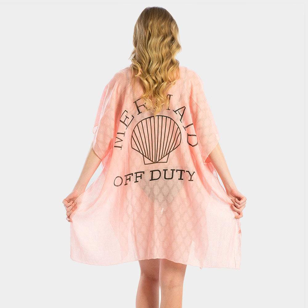 'Mermaid off Duty' Solid Lettering Cover Up Poncho - Madeline Love - Flyclothing LLC
