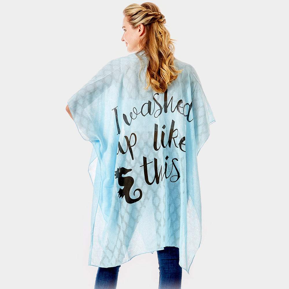 'I Washed Up Like This' Solid Lettering Cover Up Poncho - Madeline Love - Flyclothing LLC