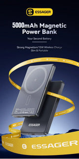 Essager Thin Wireless Power Bank Magnetic 20W 5000mAh Portable Fast Charging External Battery for Magsafe For iPhone 16 15 14 13 - ZeeBelle.com - Flyclothing LLC