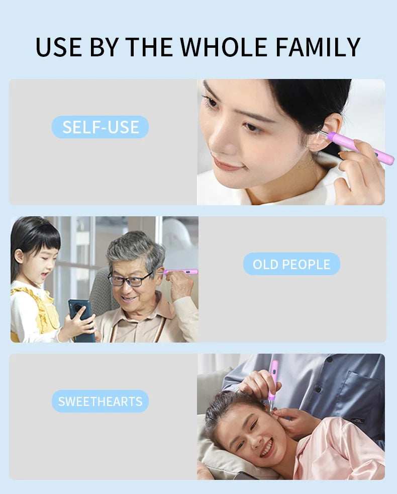 Ear Cleaner with Camera Set HD Ear Sticks Otoscope USB C Charging Endoscope Wax Removal Tool Earpick Ear Cleaning Set NK3 Pro - ZeeBelle.com - Flyclothing LLC