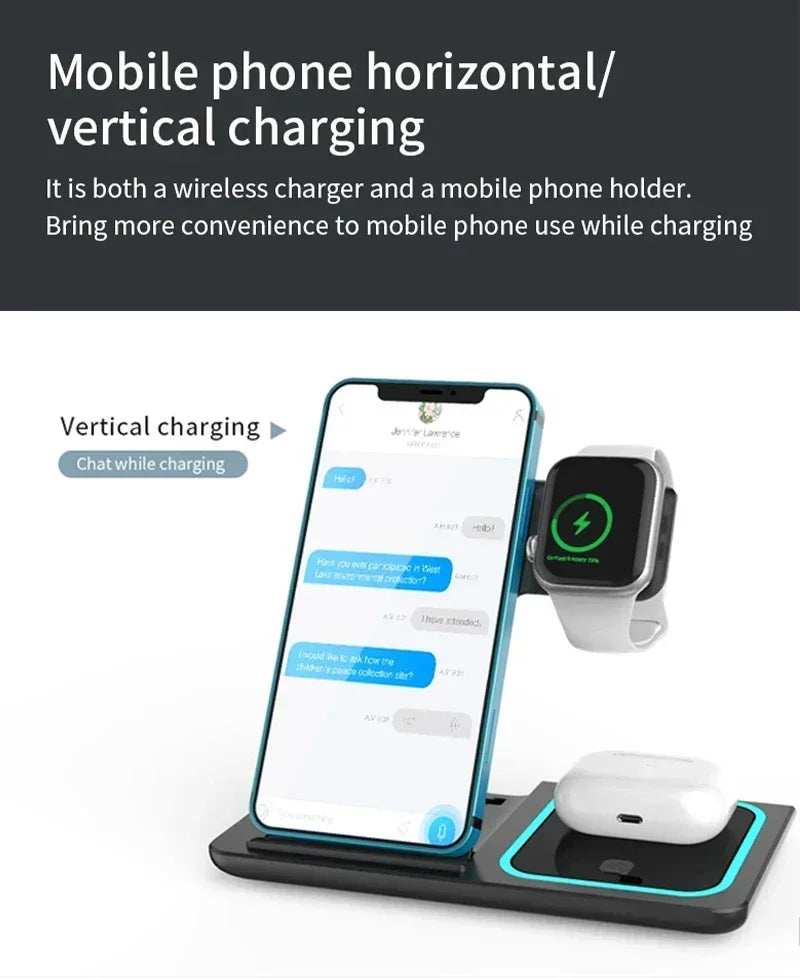3 In 1 Wireless Charger Foldable LED Light Phone Stand For iPhone 16 15 14 13 12 Apple Watch10-2 AirPods Fast Charging Station - ZeeBelle.com - Flyclothing LLC