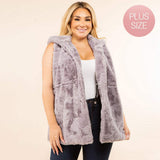 Plus Size Faux Fur Hooded Vest - Madeline Love - Flyclothing LLC