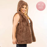 Plus Size Faux Fur Hooded Vest - Madeline Love - Flyclothing LLC