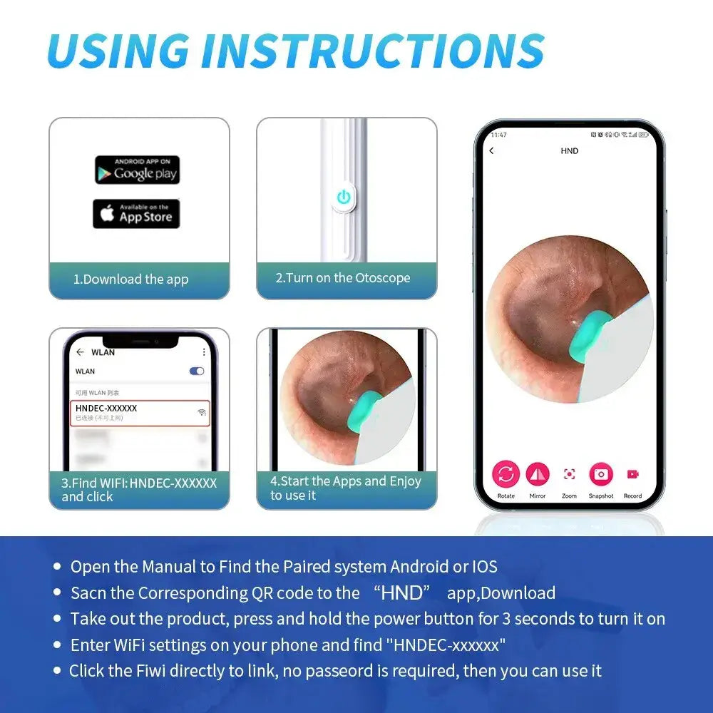 Ear Cleaner with Camera Set HD Ear Sticks Otoscope USB C Charging Endoscope Wax Removal Tool Earpick Ear Cleaning Set NK3 Pro - ZeeBelle.com - Flyclothing LLC