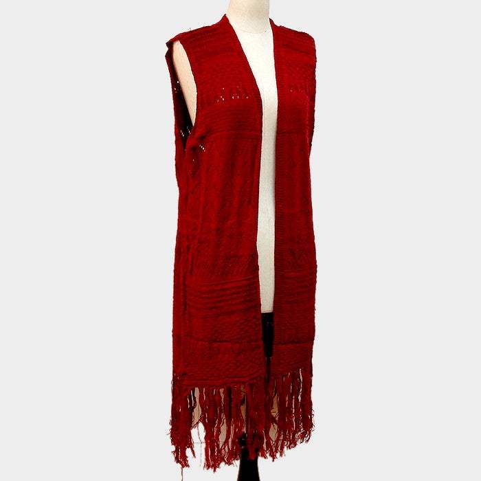 Knit midi length vest with tassel - Madeline Love - Flyclothing LLC