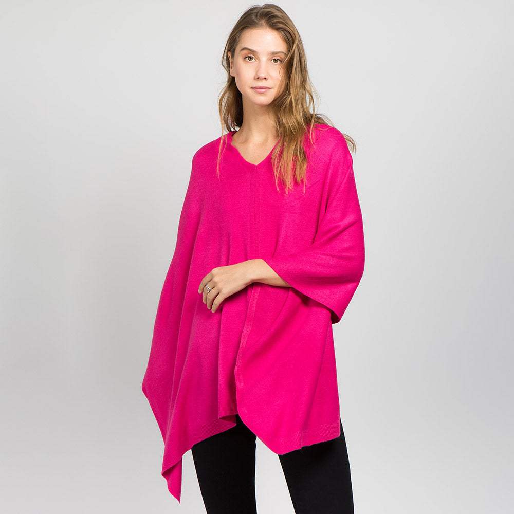 Solid Versatile Asymmetrical Poncho Wrap / Scarf - Madeline Love - Flyclothing LLC