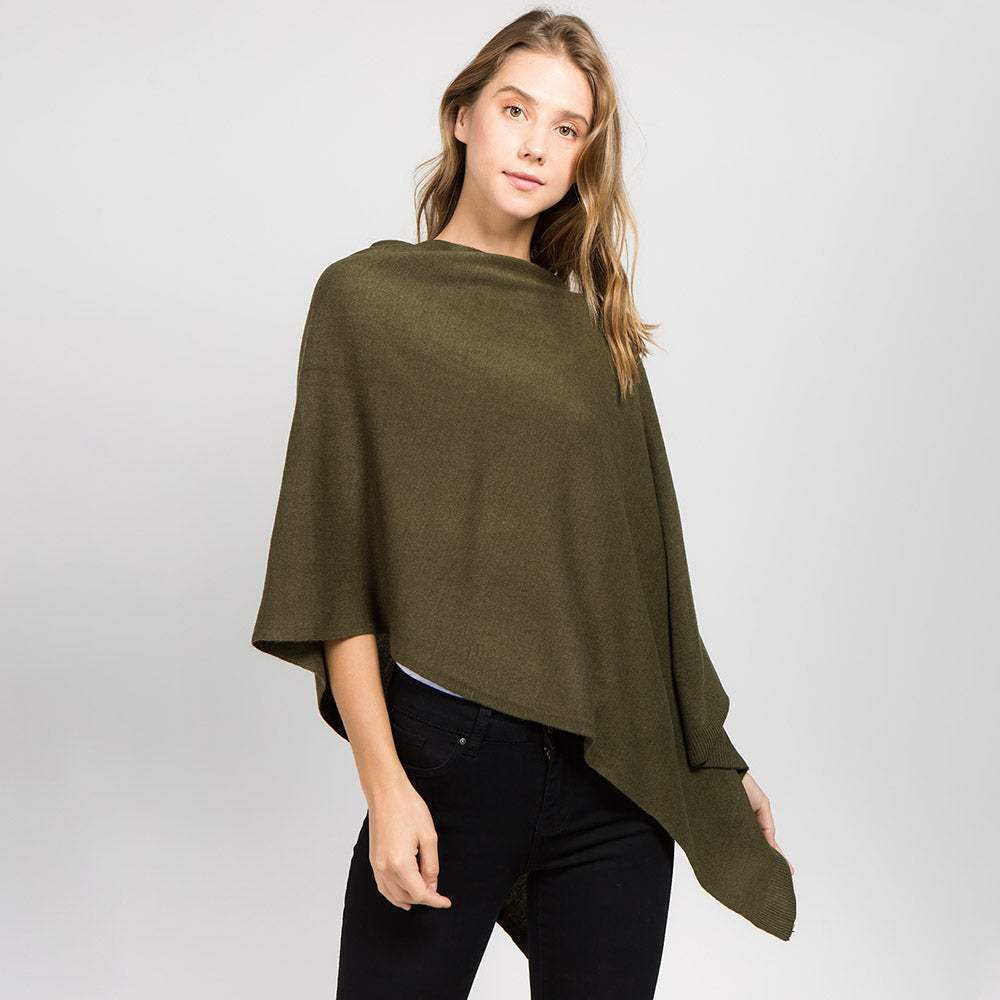 Solid Versatile Asymmetrical Poncho Wrap / Scarf - Madeline Love - Flyclothing LLC