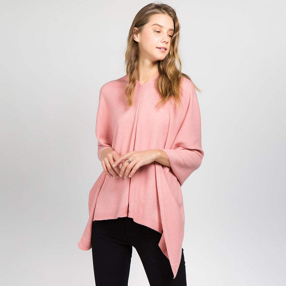 Solid Versatile Asymmetrical Poncho Wrap / Scarf - Madeline Love - Flyclothing LLC