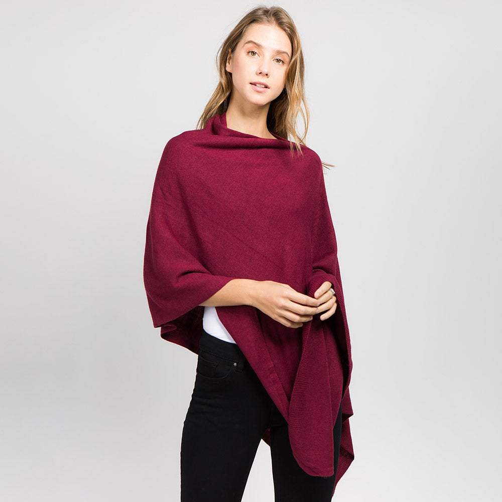 Solid Versatile Asymmetrical Poncho Wrap / Scarf - Madeline Love - Flyclothing LLC