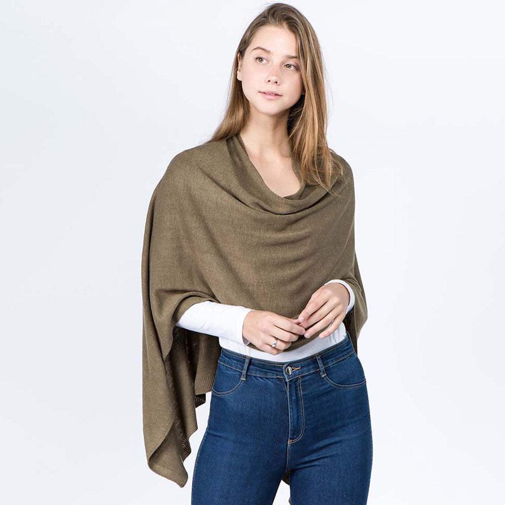 Solid Versatile Asymmetrical Poncho Wrap / Scarf - Madeline Love - Flyclothing LLC