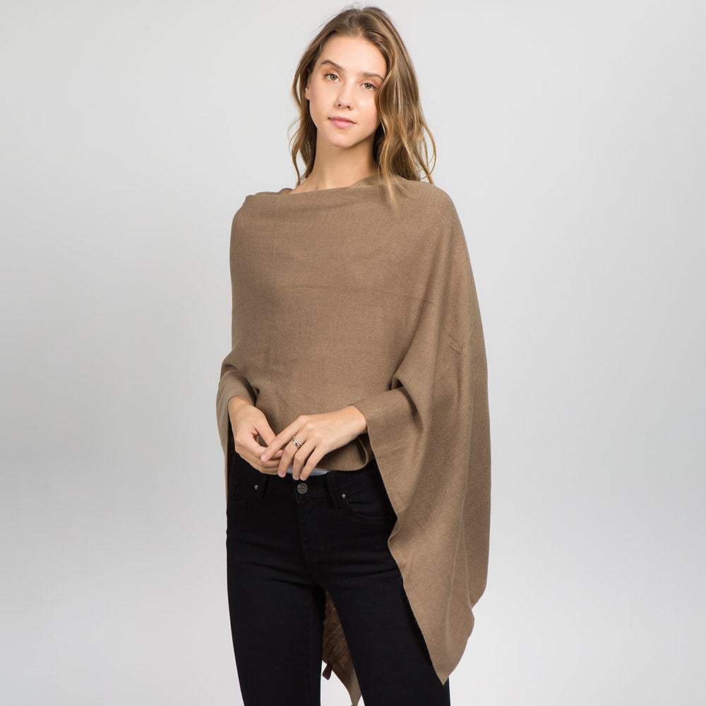 Solid Versatile Asymmetrical Poncho Wrap / Scarf - Madeline Love - Flyclothing LLC
