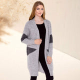 Soft Knit Furry Decoration Long Cardigan - Madeline Love - Flyclothing LLC
