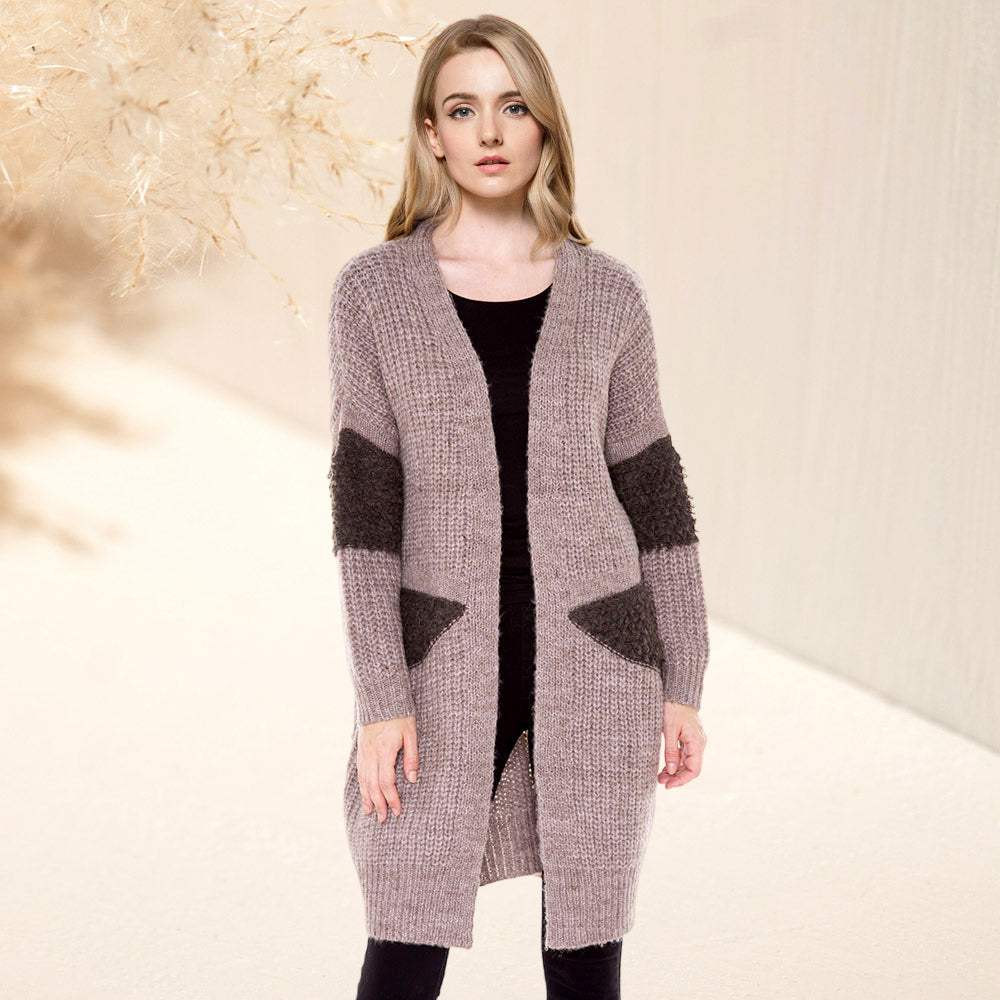 Soft Knit Furry Decoration Long Cardigan - Madeline Love - Flyclothing LLC