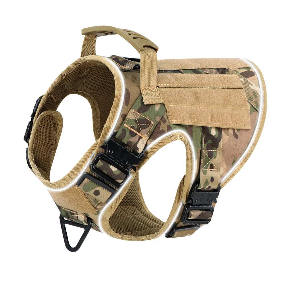 4 Metal Buckles Dog Harness Reflective Military Tactical Pet Training Walking Vest Soild Harnesses with Handle For Large Dogs - ZeeBelle.com - Flyclothing LLC