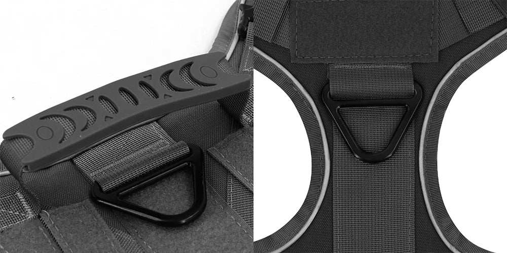 4 Metal Buckles Dog Harness Reflective Military Tactical Pet Training Walking Vest Soild Harnesses with Handle For Large Dogs - ZeeBelle.com - Flyclothing LLC