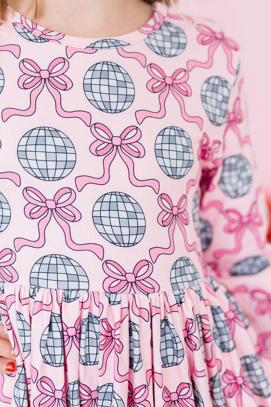 SALE Disco Bows 3/4 Sleeve Pocket Twirl Dress - Mila & Rose ® - Flyclothing LLC