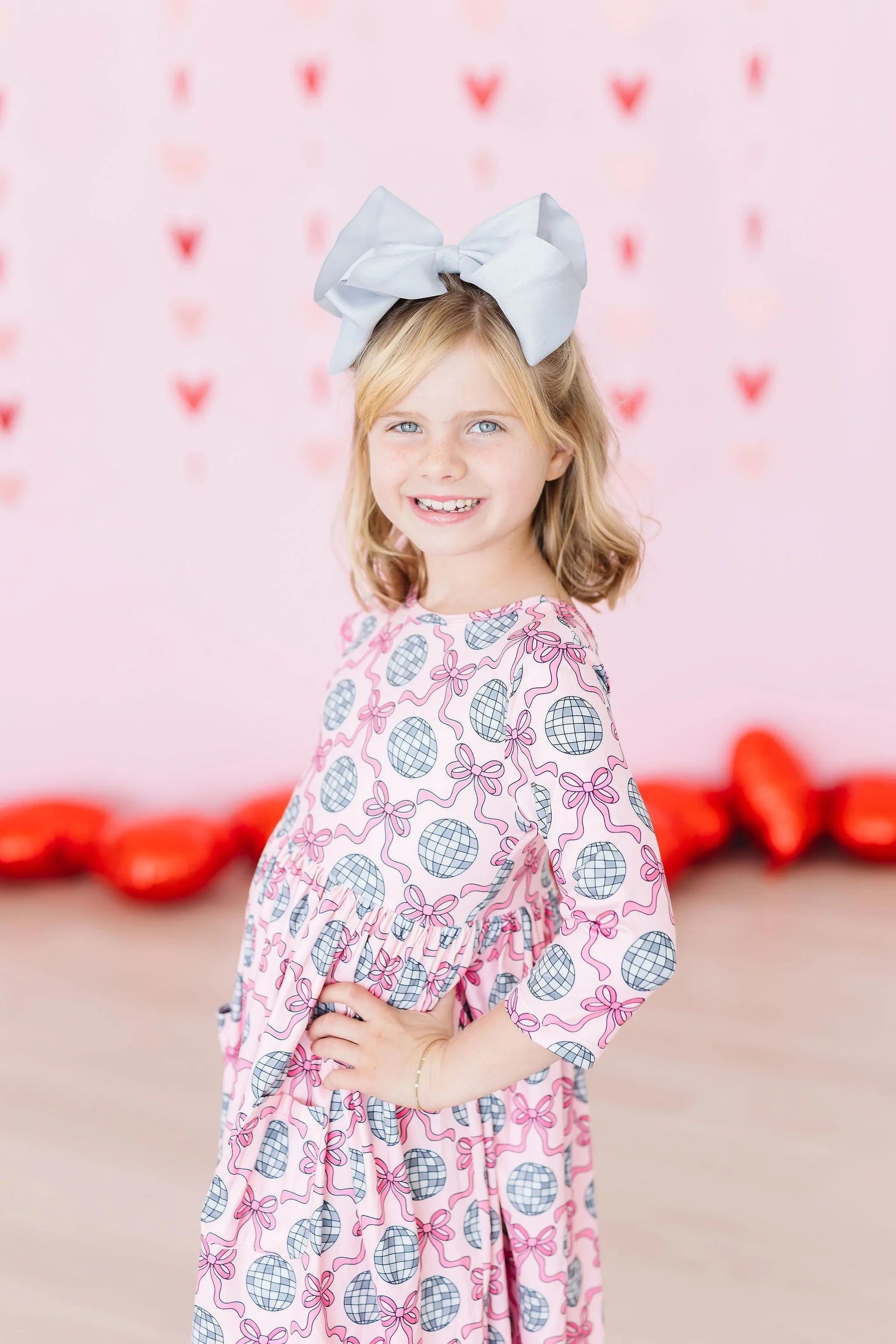 SALE Disco Bows 3/4 Sleeve Pocket Twirl Dress - Mila & Rose ® - Flyclothing LLC