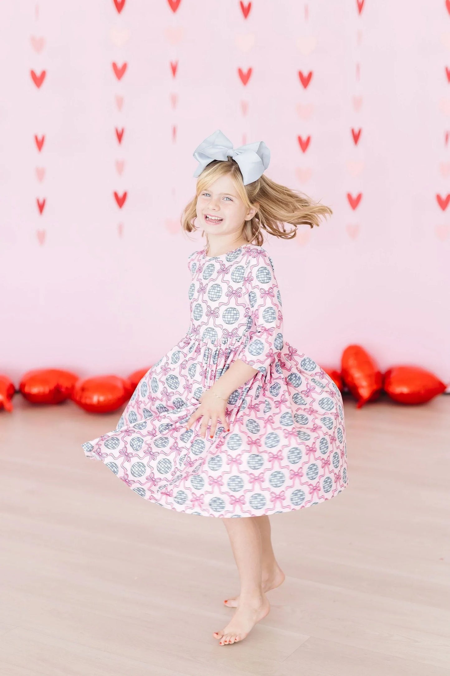 SALE Disco Bows 3/4 Sleeve Pocket Twirl Dress - Mila & Rose ® - Flyclothing LLC