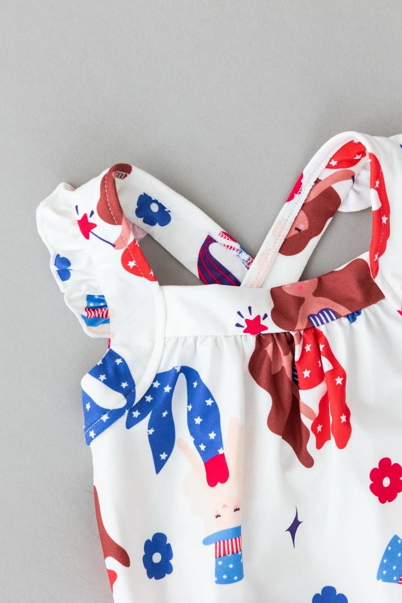 SALE Mer-Made in the USA Ruffle Cross Back Romper - Mila & Rose ® - Flyclothing LLC