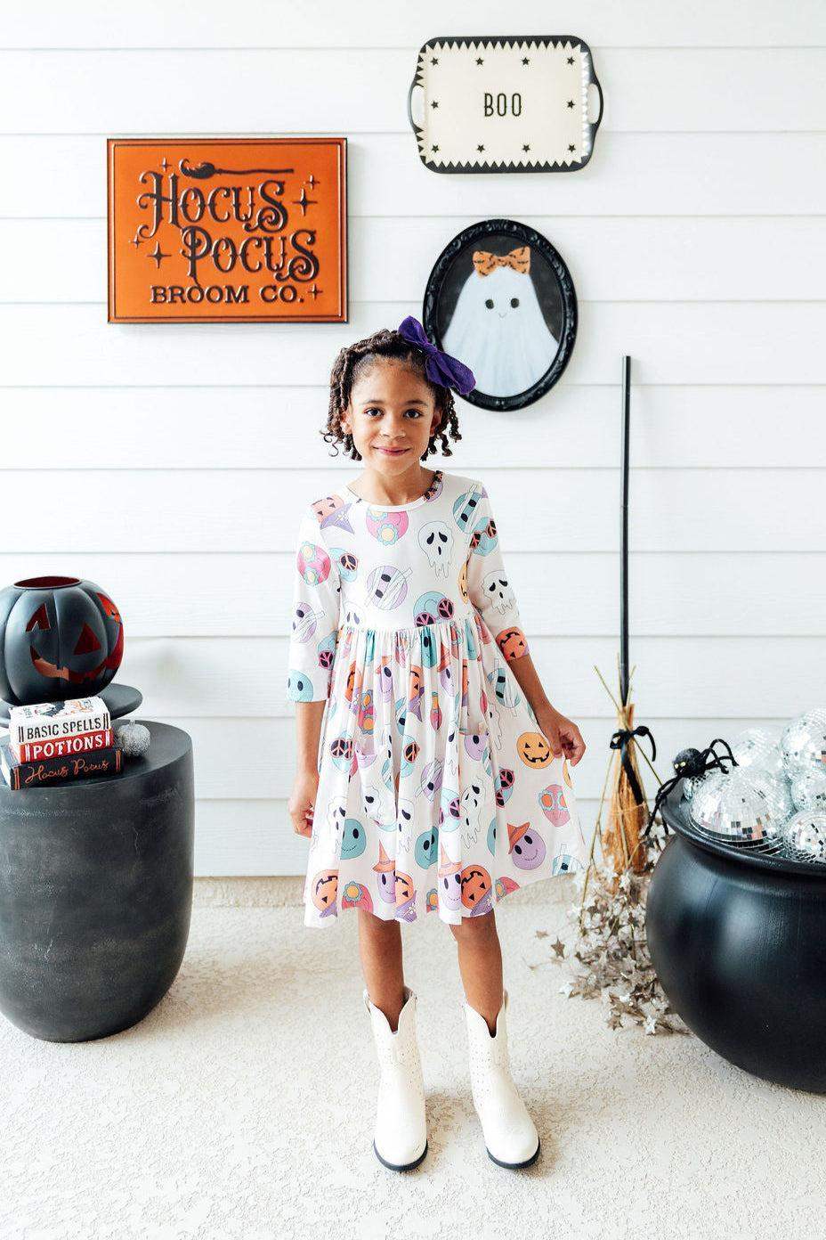 SALE Monster Mash 3/4 Sleeve Pocket Twirl Dress - Mila & Rose ® - Flyclothing LLC