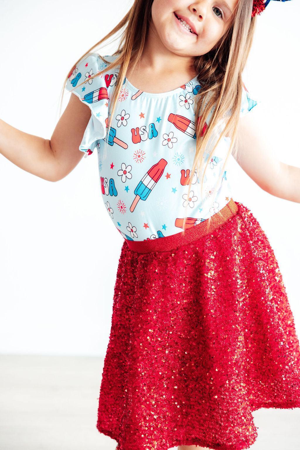 SALE Proudly Patriotic S/S Flutter Sleeve Leotard - Mila & Rose ® - Flyclothing LLC