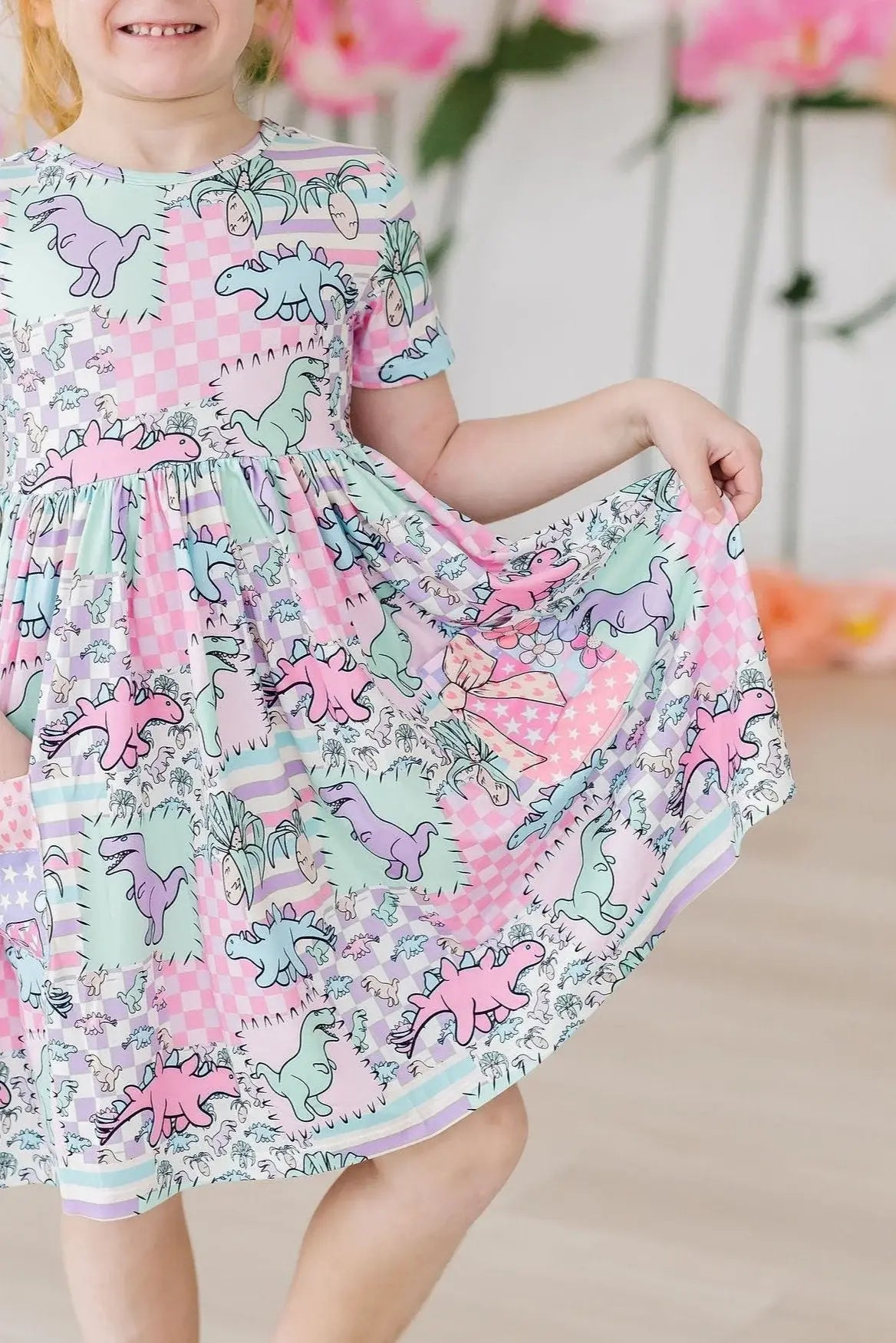 SALE Quilted Dinos S/S Pocket Twirl Dress - Mila & Rose ® - Flyclothing LLC