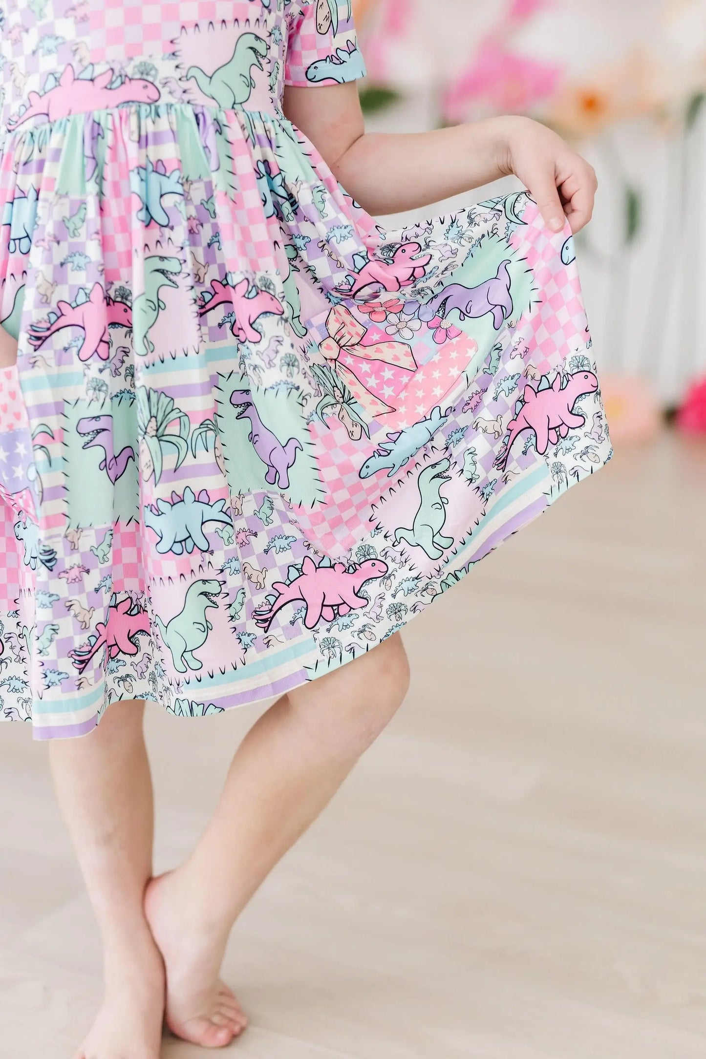 SALE Quilted Dinos S/S Pocket Twirl Dress - Mila & Rose ® - Flyclothing LLC