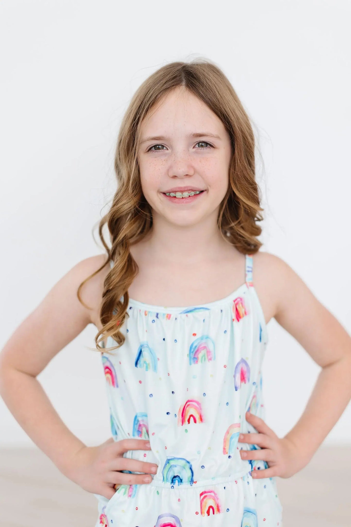 SALE Rainbow Grooves Strappy Play Romper - Mila & Rose ® - Flyclothing LLC